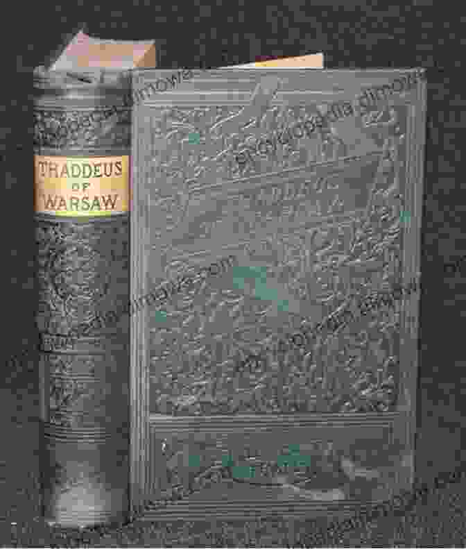 Thaddeus Of Warsaw Novel Cover, Depicting A Man And Woman Embracing Amidst War Scenes Collected Works Of Jane Porter